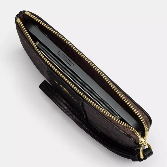 Coach Corner Zip Wristlet in Star Print Silver/Black Coated Canvas & Leather NWT - Picture 3 of 16